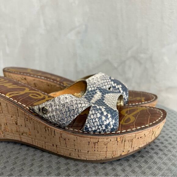 Sam Edelman Sandals Womens 10 Reid Cork Wedge Heel Slide Shoes Slip On Boho - Picture 2 of 15